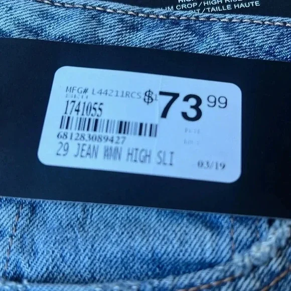 Silver High Note Slim Crop High rise Jeans Indigo Size 29x25 NEW - Picture 6 of 11